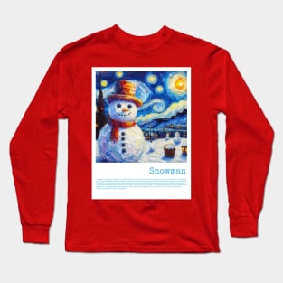 Snowman in starry night Long Sleeve T-Shirt